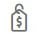 A gray icon of a price tag with dollar sign.