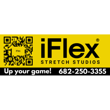 iFlex Stretch Studios advertisement with QR code.